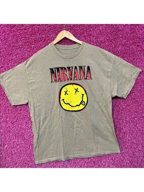 Nirvana Nevermind Tour Dead Eyes Smiley Promo Grunge Tee XL